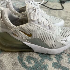 Nike White and Gold Sneakers with Air Max Cushioning